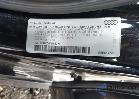 2016 Audi A6 2.0T Premium из США, поврежденный, VIN WAUFFAFC5GN185379